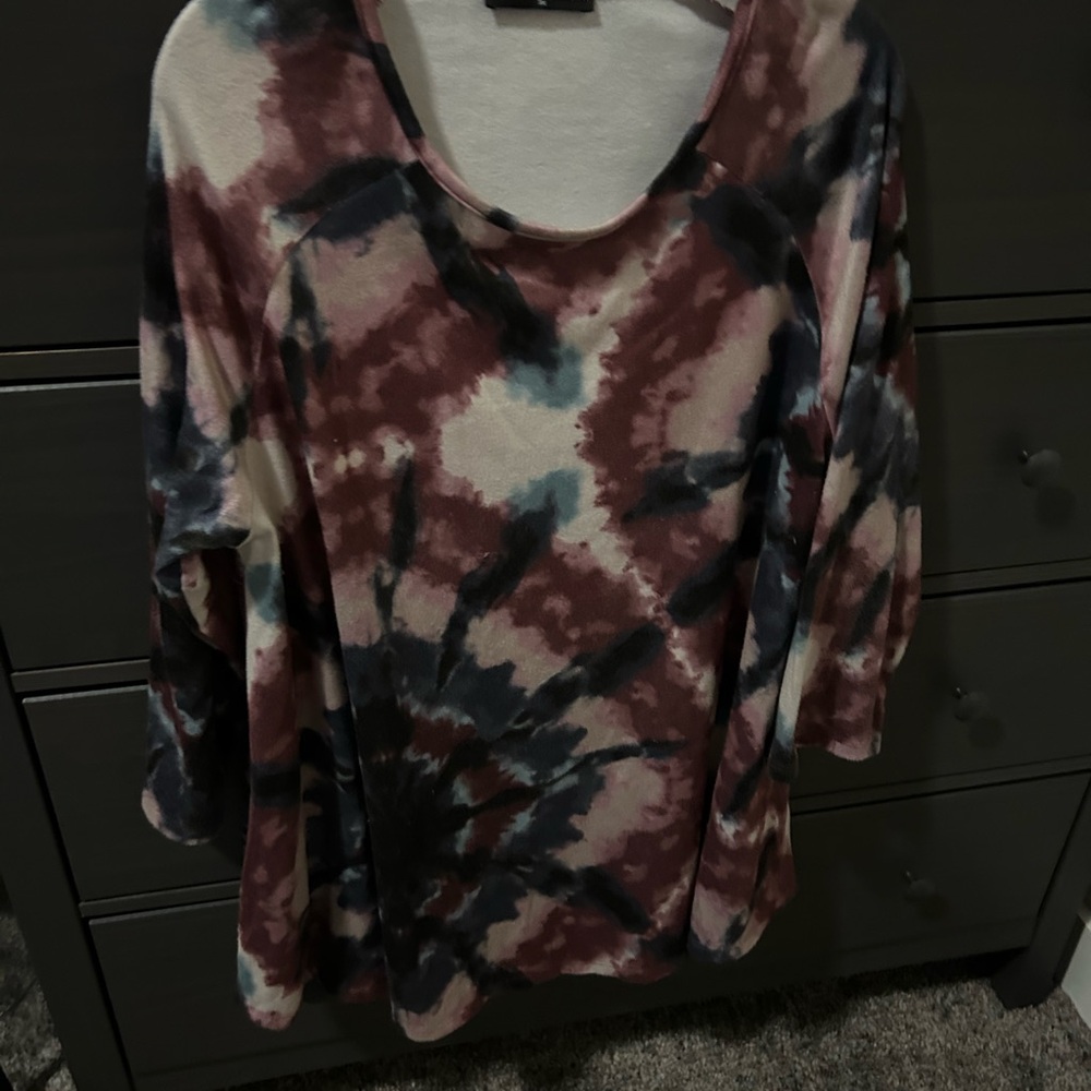 Kim & Cami Mauve and Blue Relaxed Top